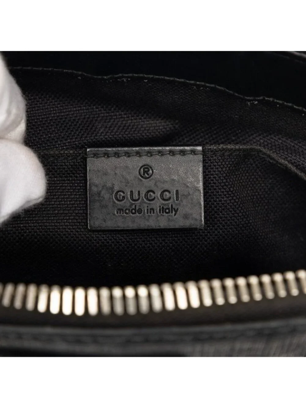 Gucci GG Supreme Crossbody Shoulder Bag Black Gray Leather - Picture 5 of 6